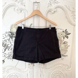 Banana Republic Women's Chino Black Shorts Pockets Cuffs Size 10